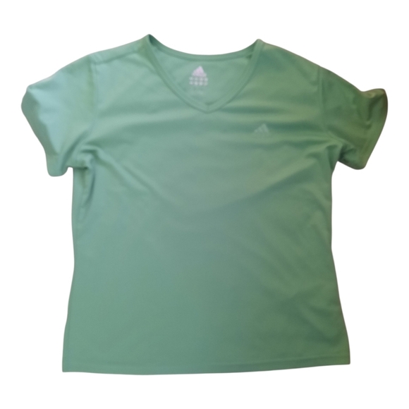 2 Adidas Green & Blue V-neck Short Sleeve Active Performance T-Shirts Size M - Picture 4 of 8